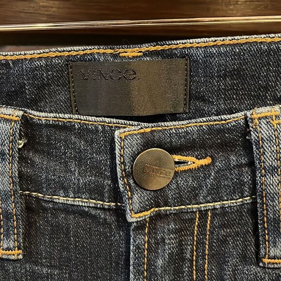 Vince Five Pocket Relaxed Rolled Dark Wash Jeans - Picture 4 of 10